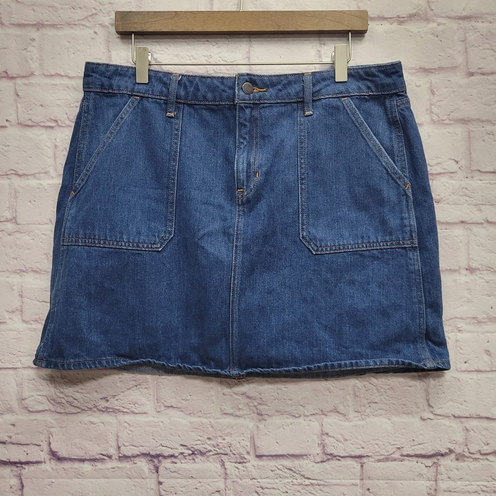 Old Navy Denim Mini Skirt 14 Dark Wash Utility Pocket Y2K 90s Streetwear Gorp